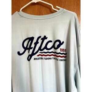 Aftco crewneck teal long sleeve stretch t-shirt style fishing shirt, men's 2XL